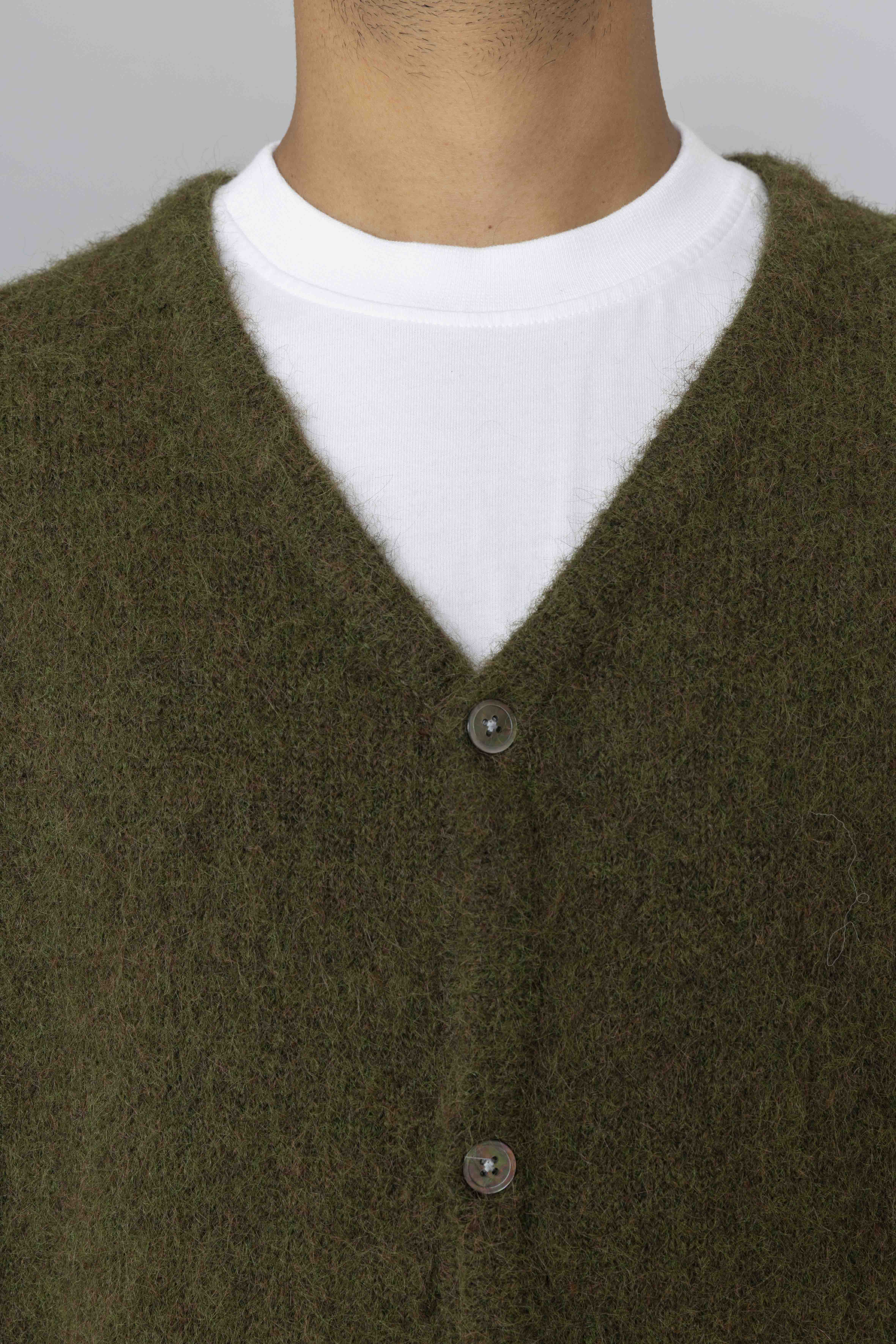 THISISNEVERTHATHairyKnitCardiganOliveGreenV