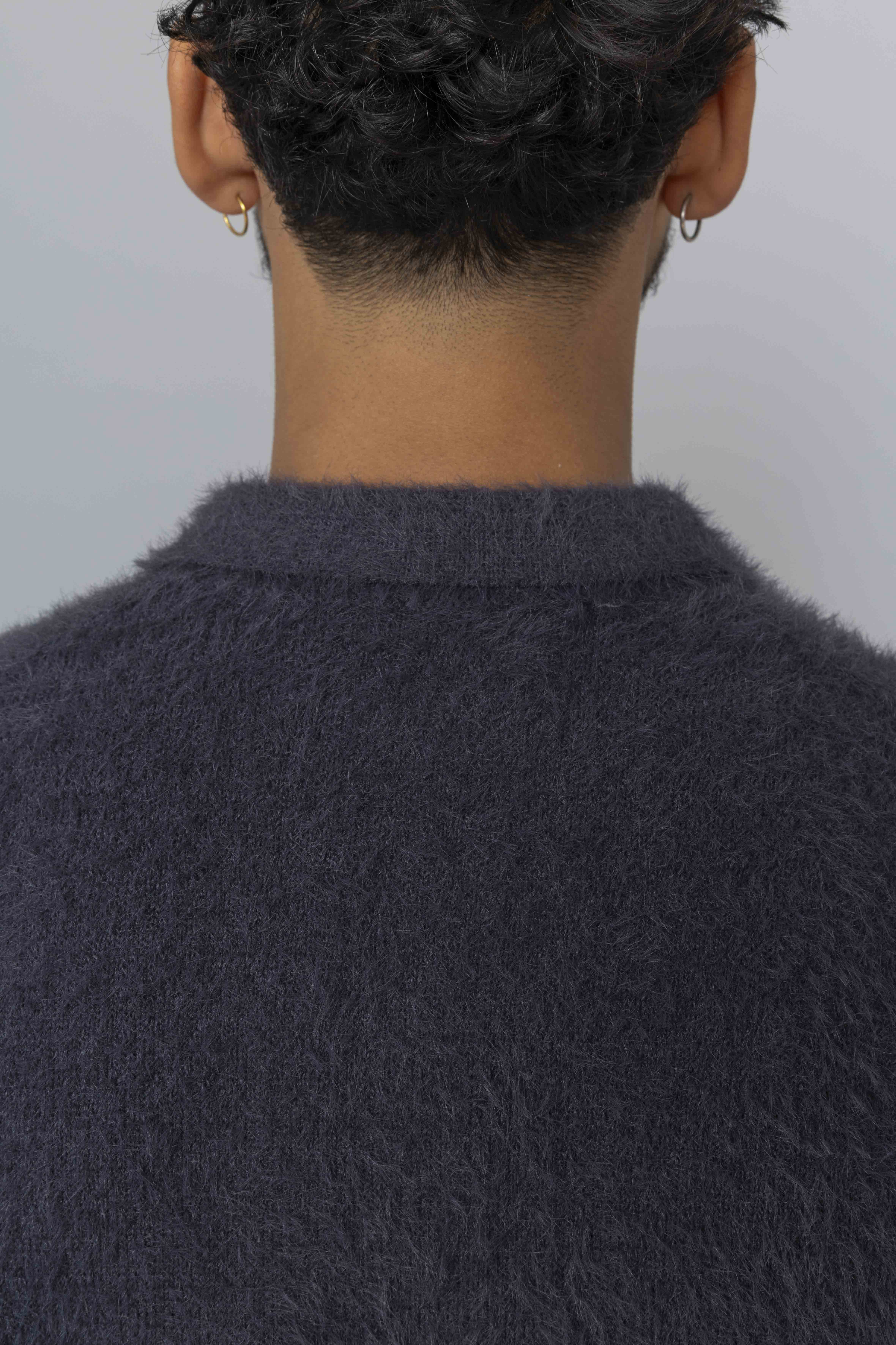 THISISNEVERTHATSCT-LogoShaggyKnitPoloCharcoalCollar