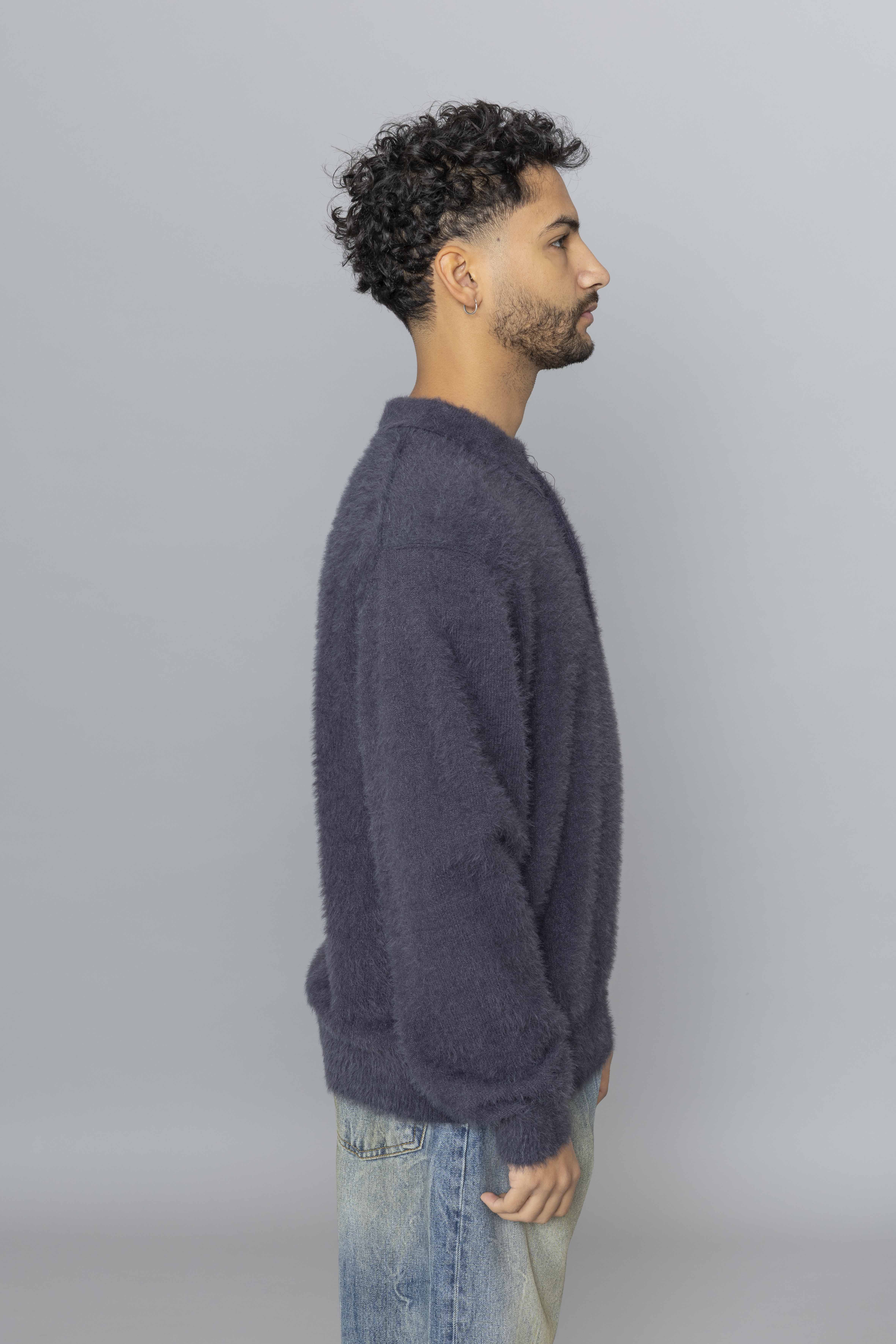 THISISNEVERTHATSCT-LogoShaggyKnitPoloCharcoalSide