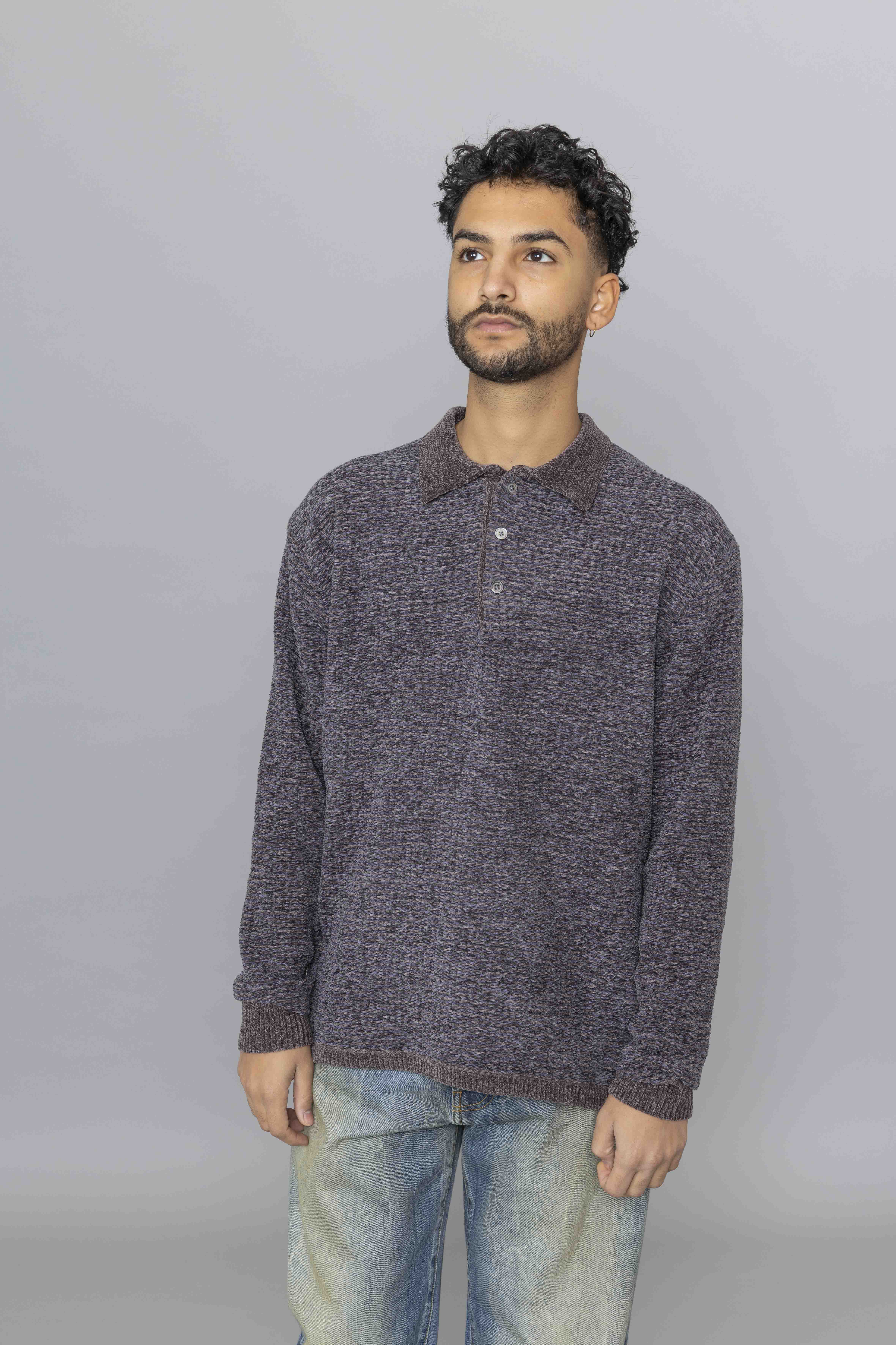 THISISNEVERTHATVelvetKnitPoloCharcoalFs