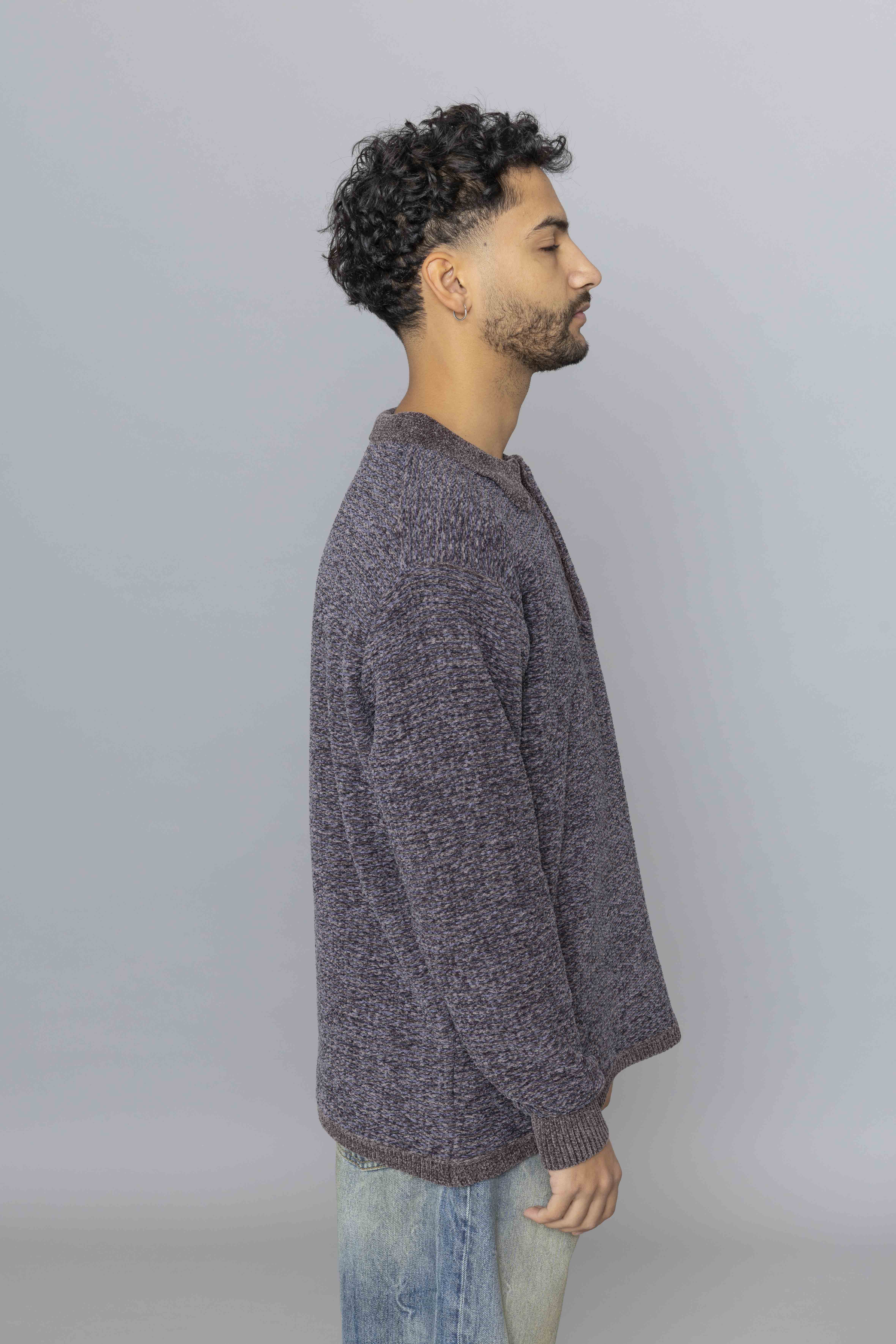 THISISNEVERTHATVelvetKnitPoloCharcoalSide