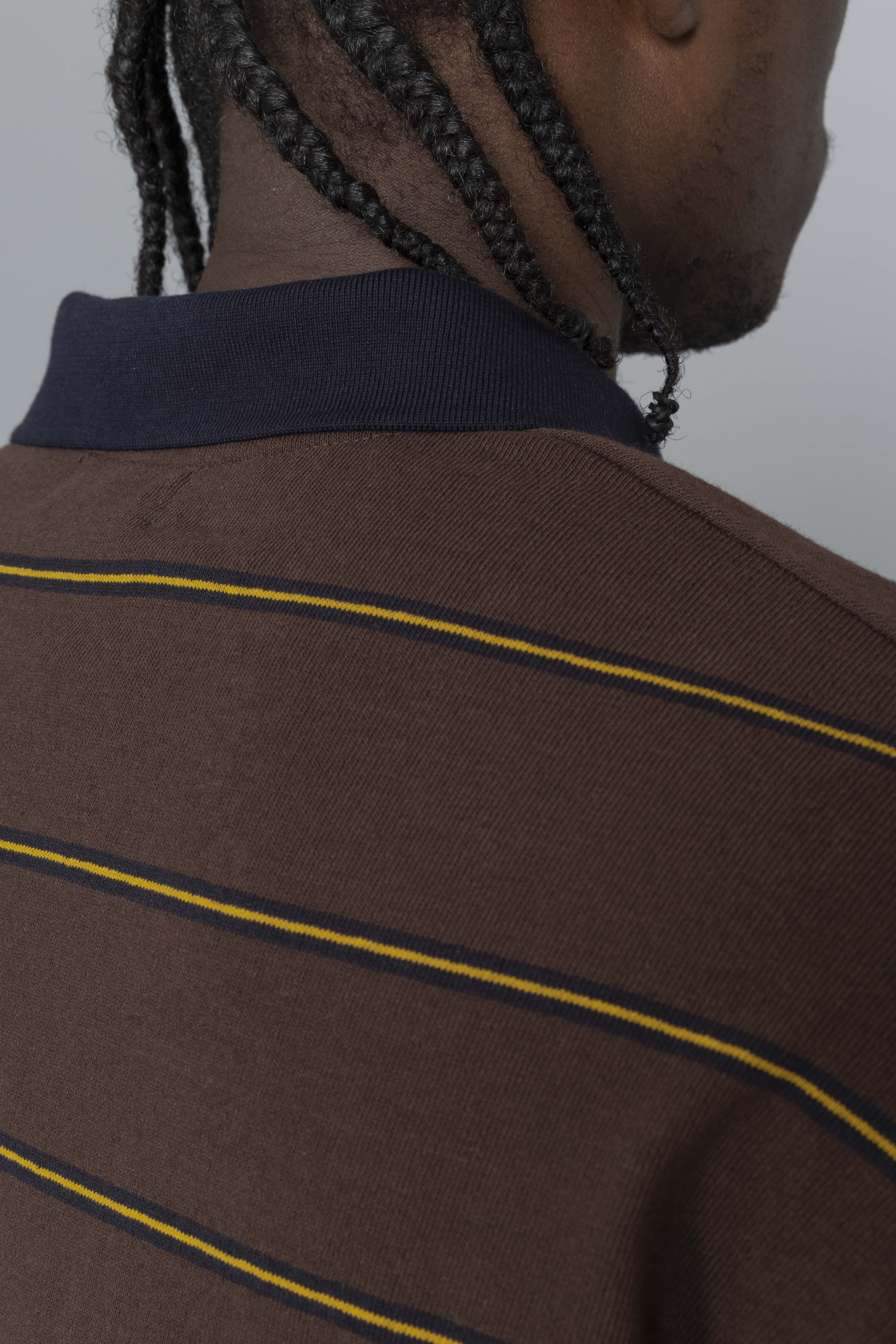 EstudioNiksenBoxyJerseyPoloBrownStripe