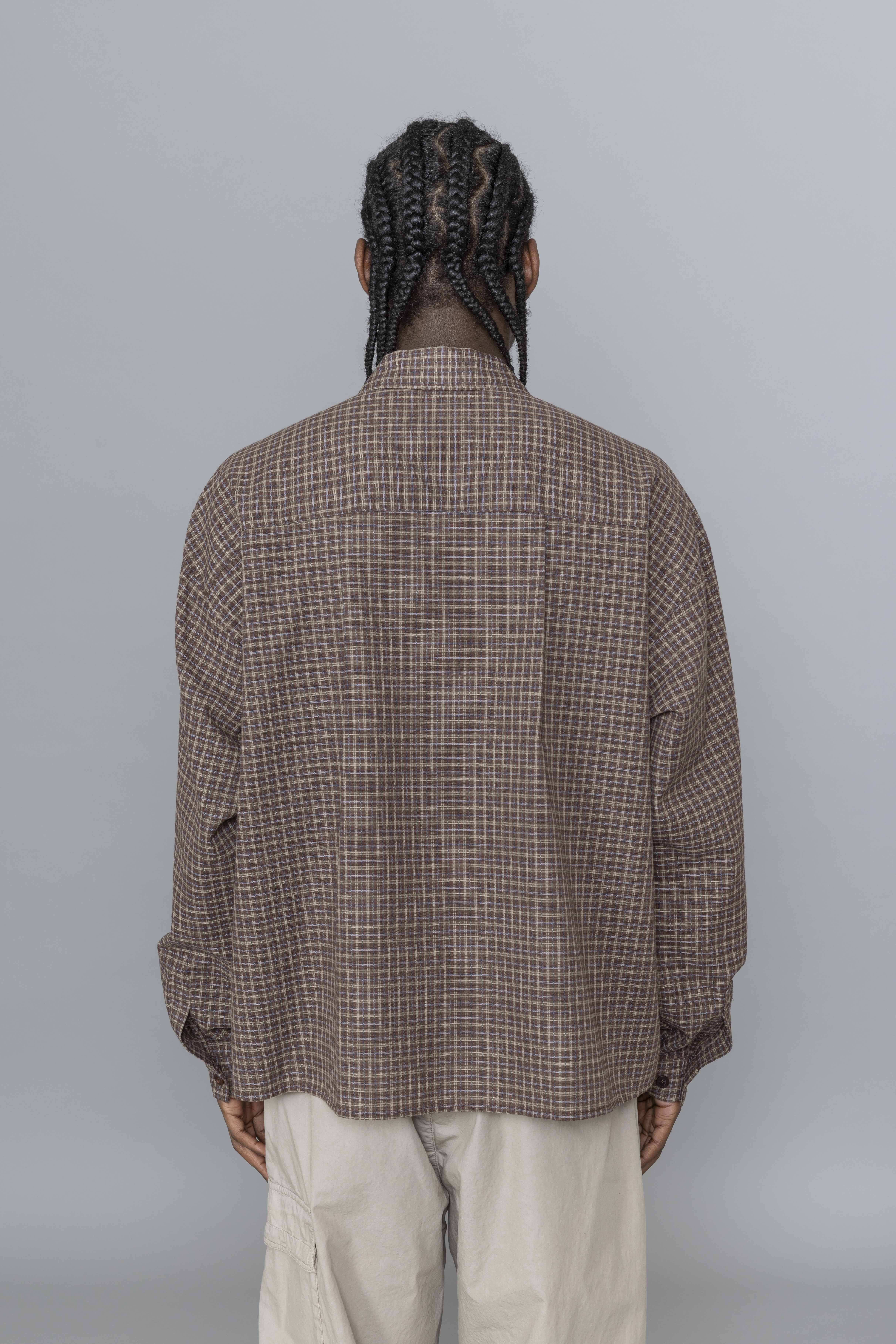 EstudioNiksenCheckeredBoxyShirtBrownBack