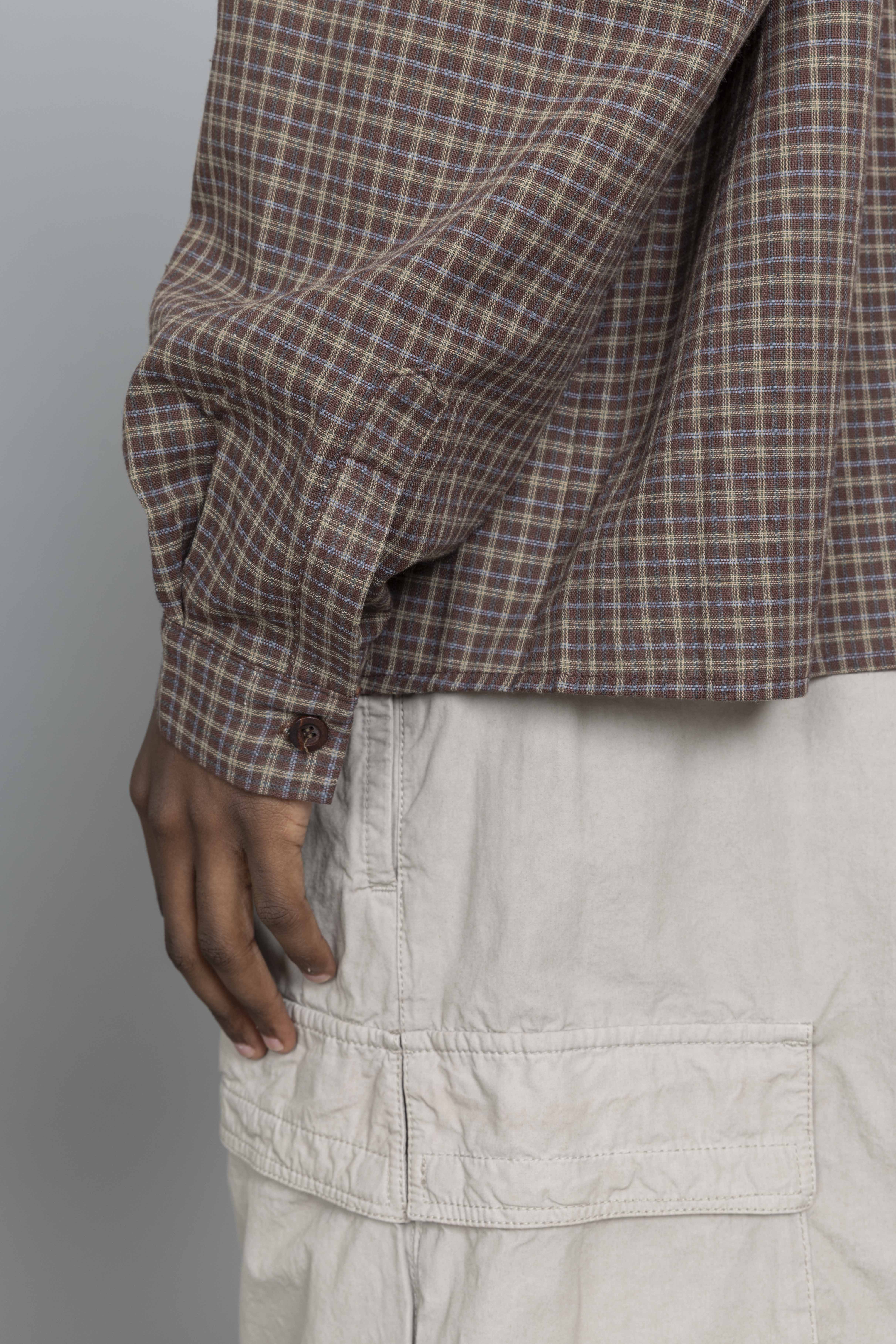 EstudioNiksenCheckeredBoxyShirtBrownCuffs