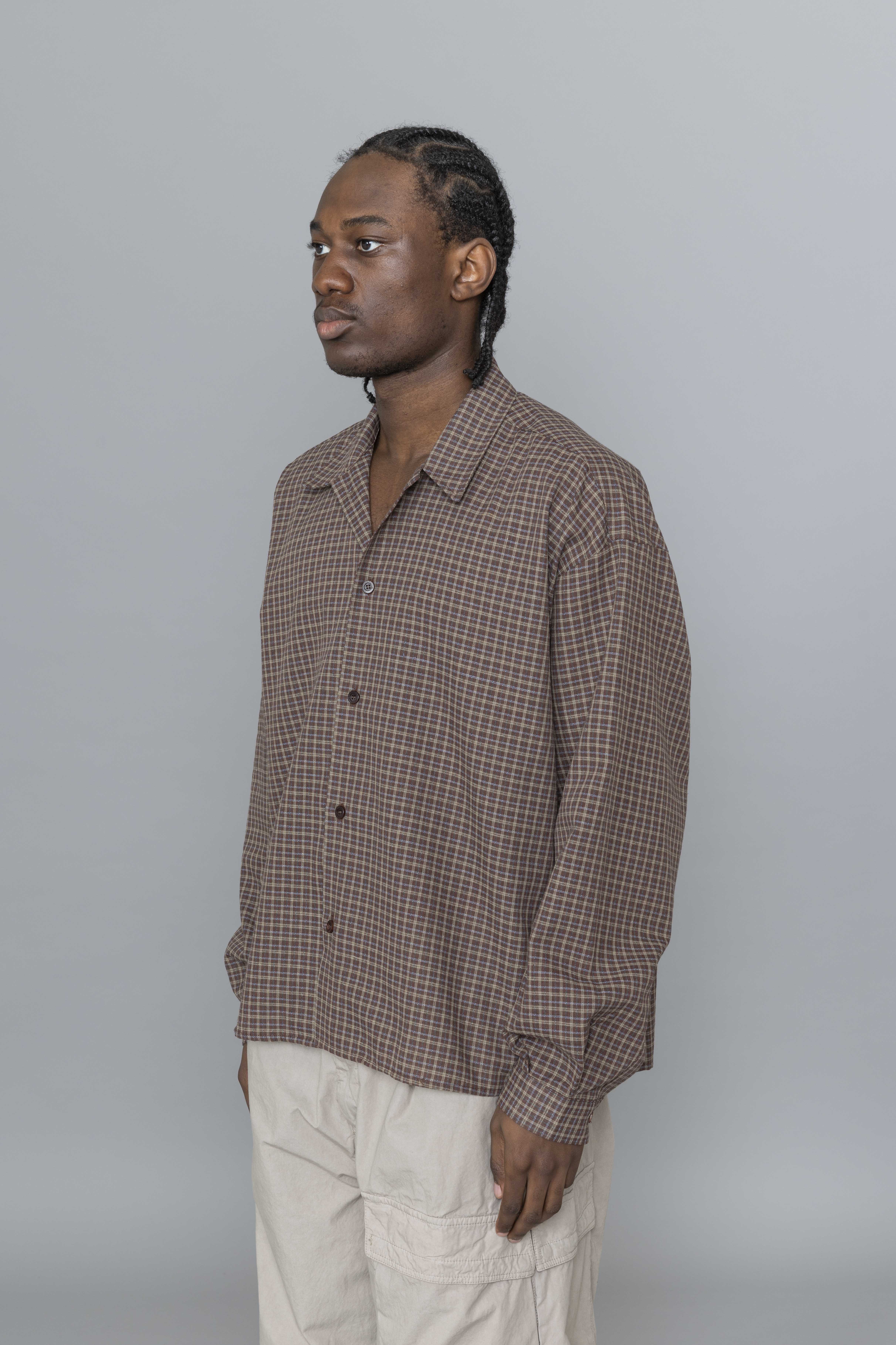 EstudioNiksenCheckeredBoxyShirtBrownDia