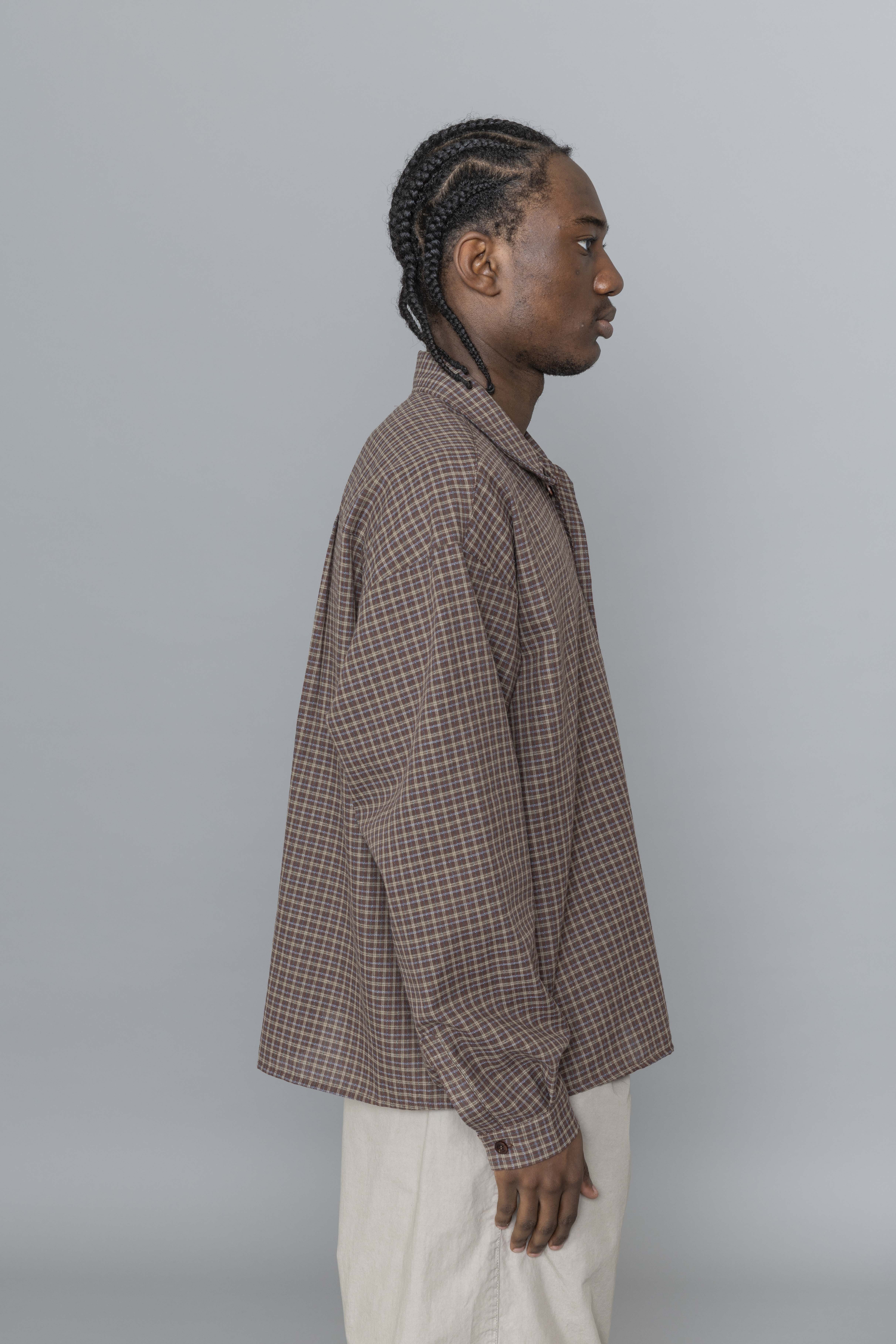 EstudioNiksenCheckeredBoxyShirtBrownSide
