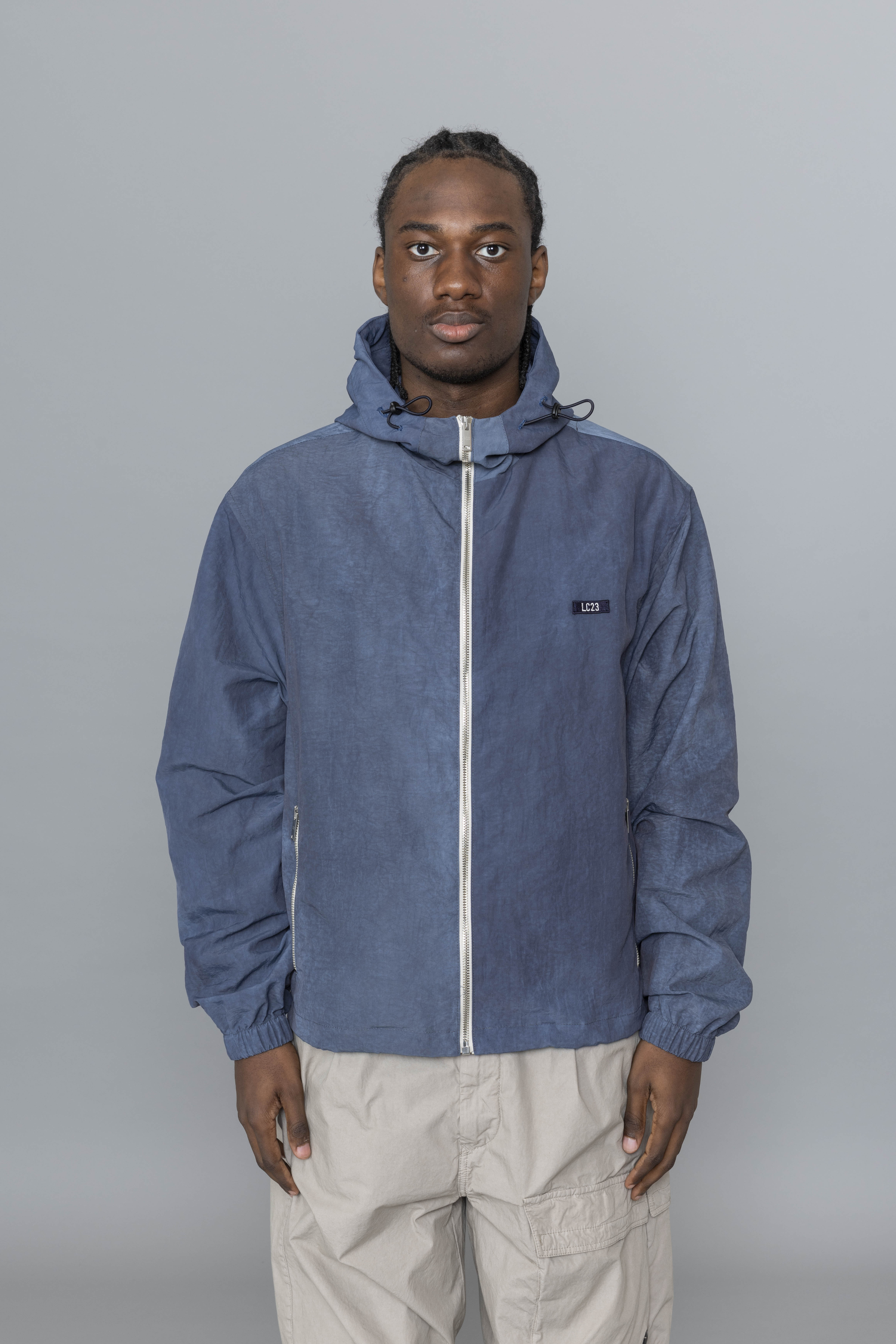 LC23WASHEDNYLONHOODEDJACKETNavy