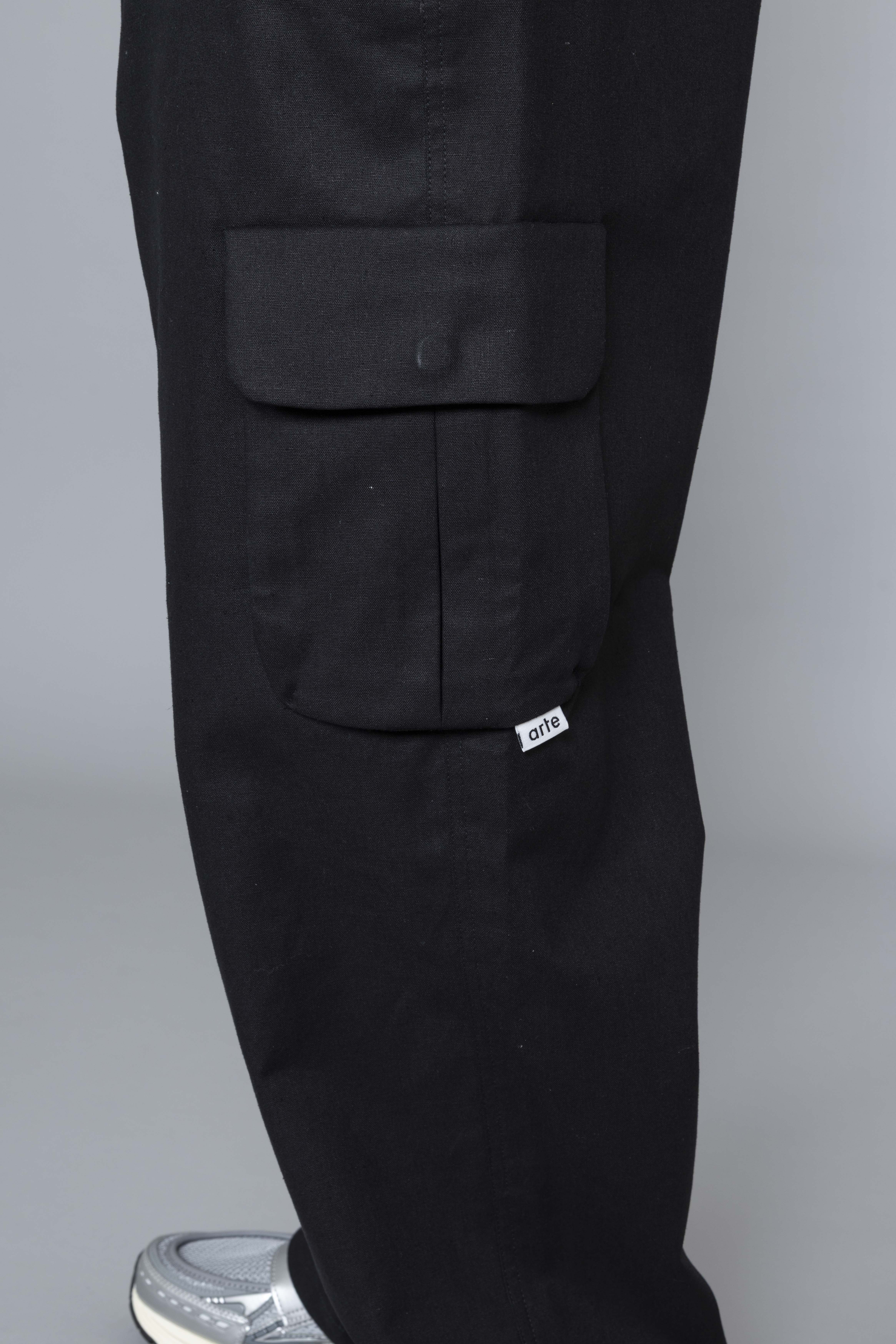 ArteAntwerpLinenCargoPantsBlackTag