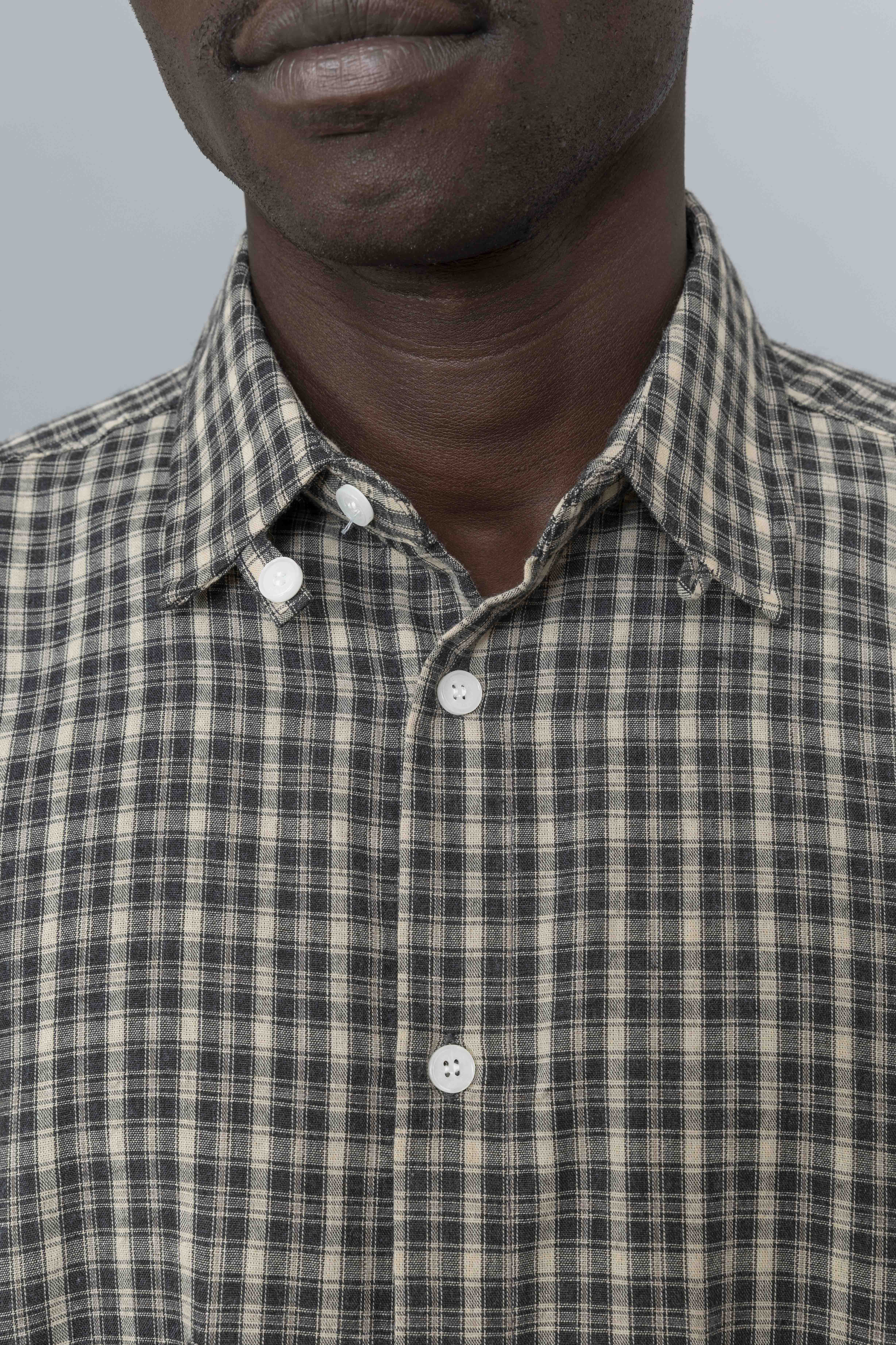 EstudioNiksenOxfordBalloonShirtNavycheckeredCollar