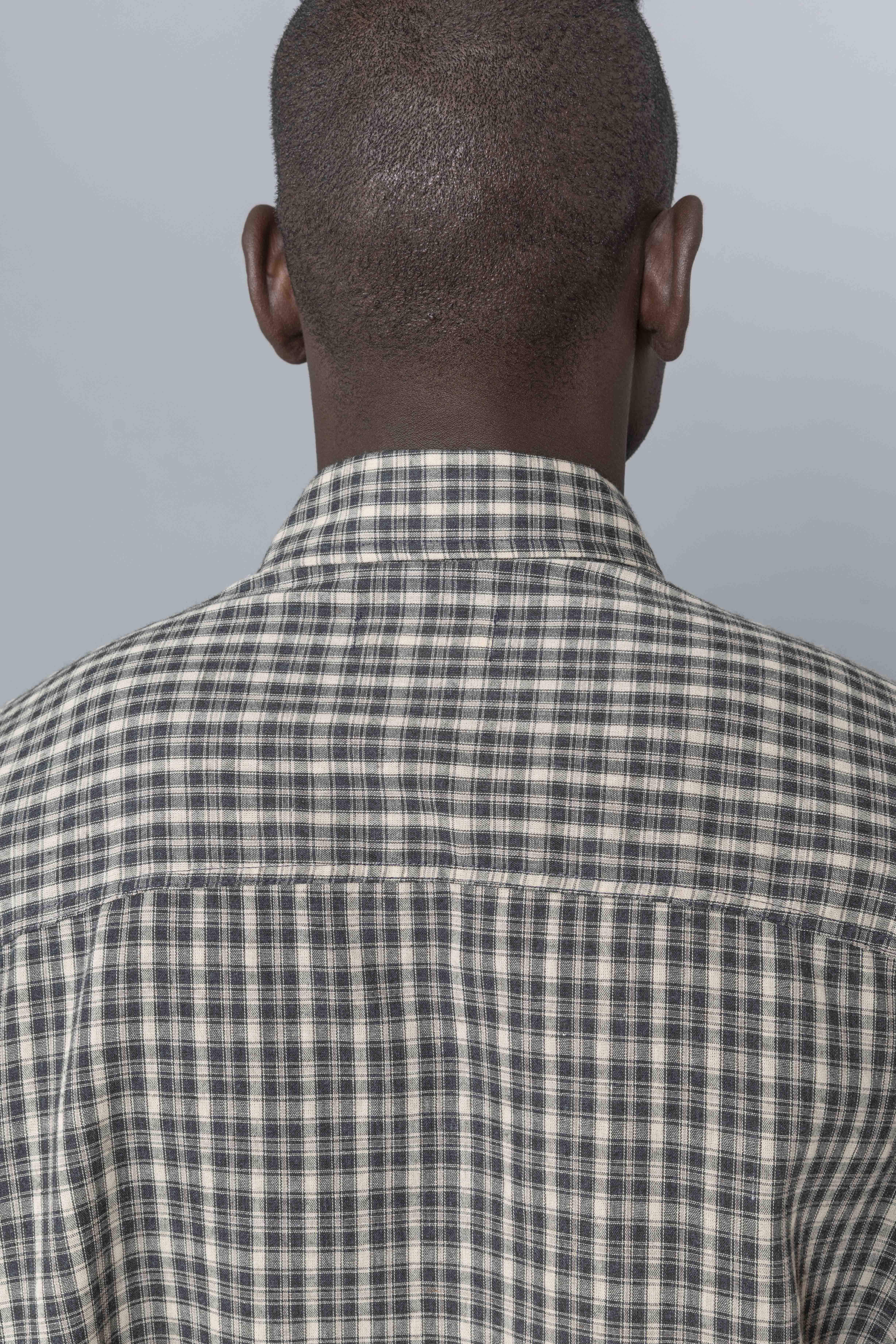 EstudioNiksenOxfordBalloonShirtNavycheckeredDetails