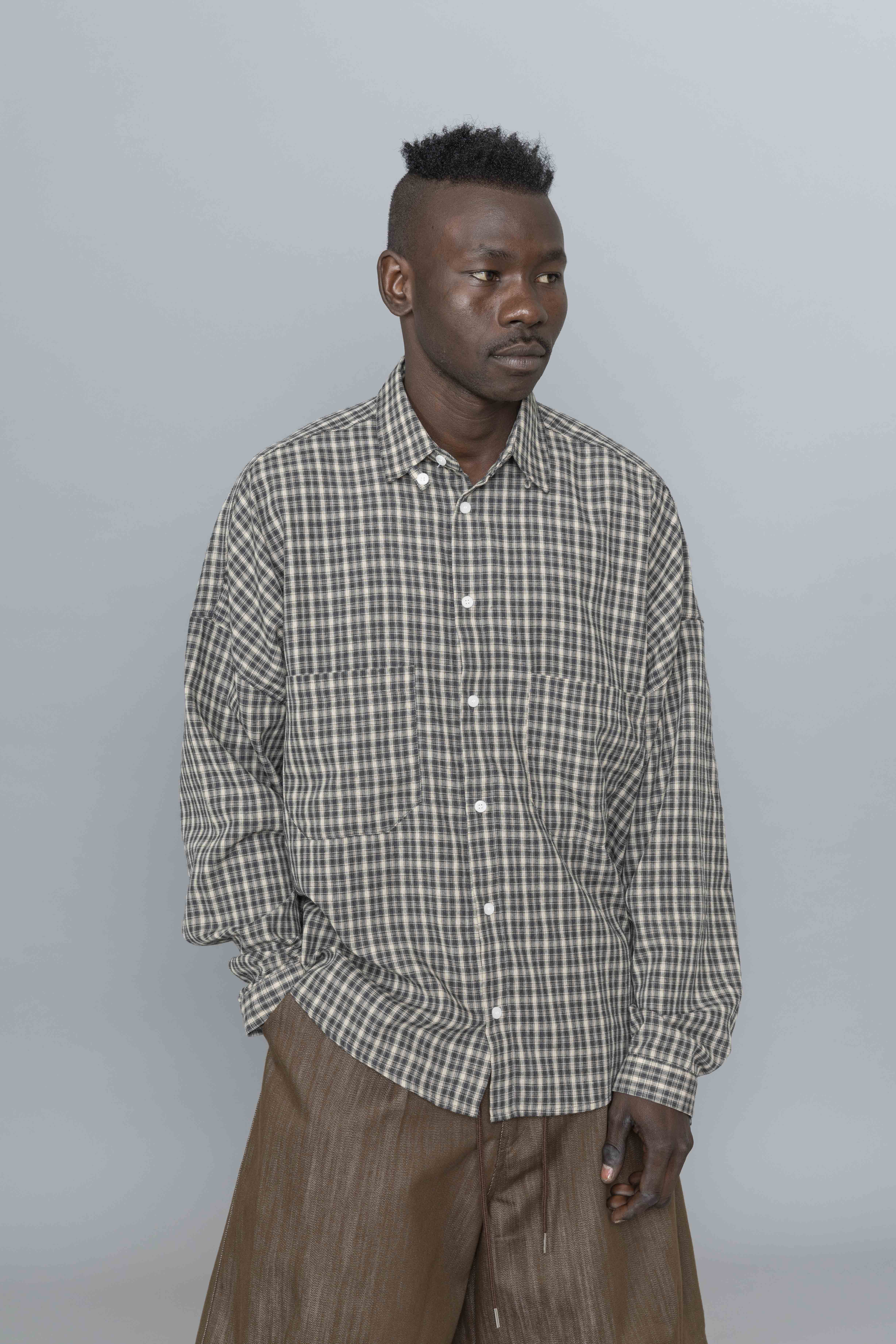 EstudioNiksenOxfordBalloonShirtNavycheckeredFs