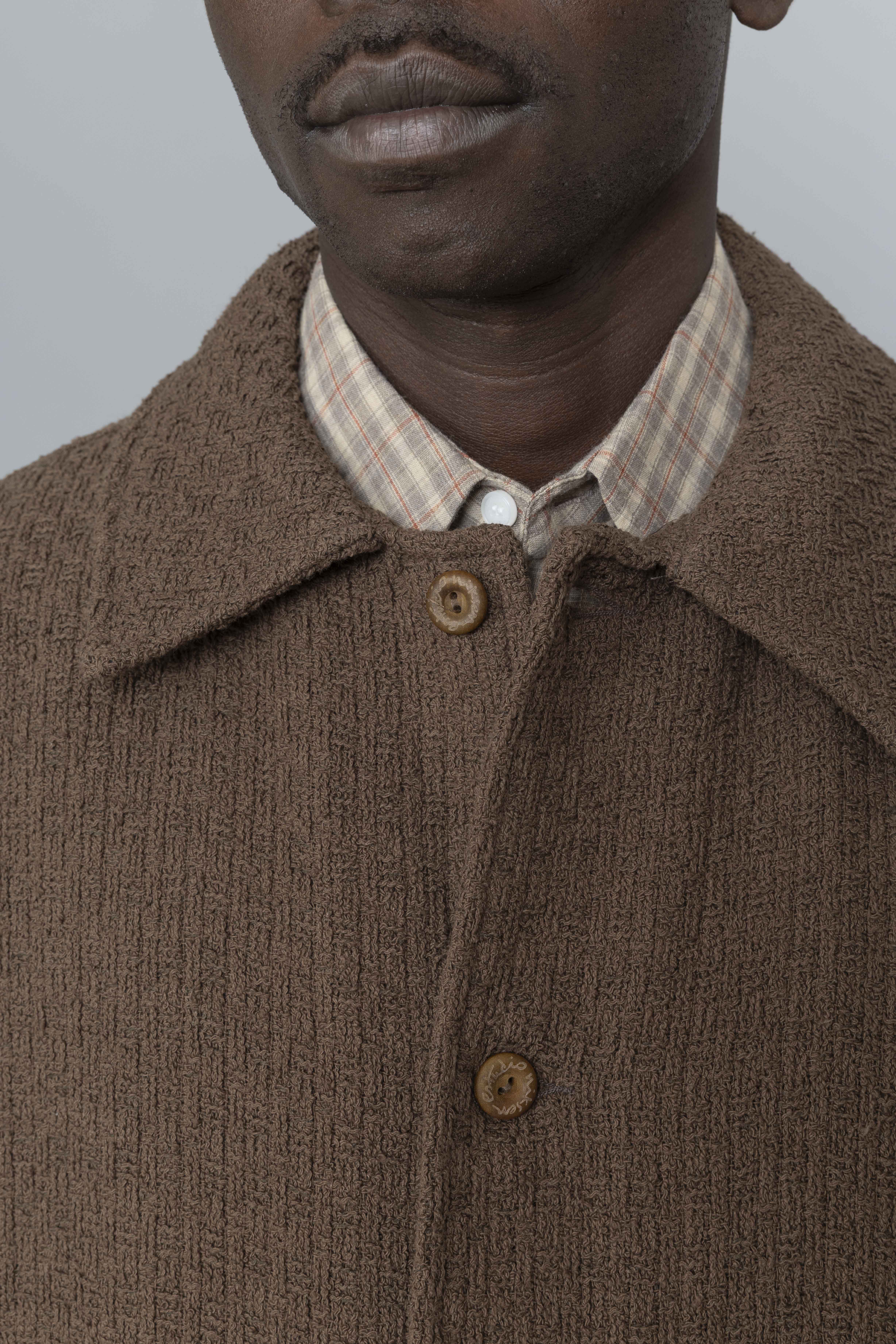 EstudioNiksenTexturedChoreJacketBrownNeck