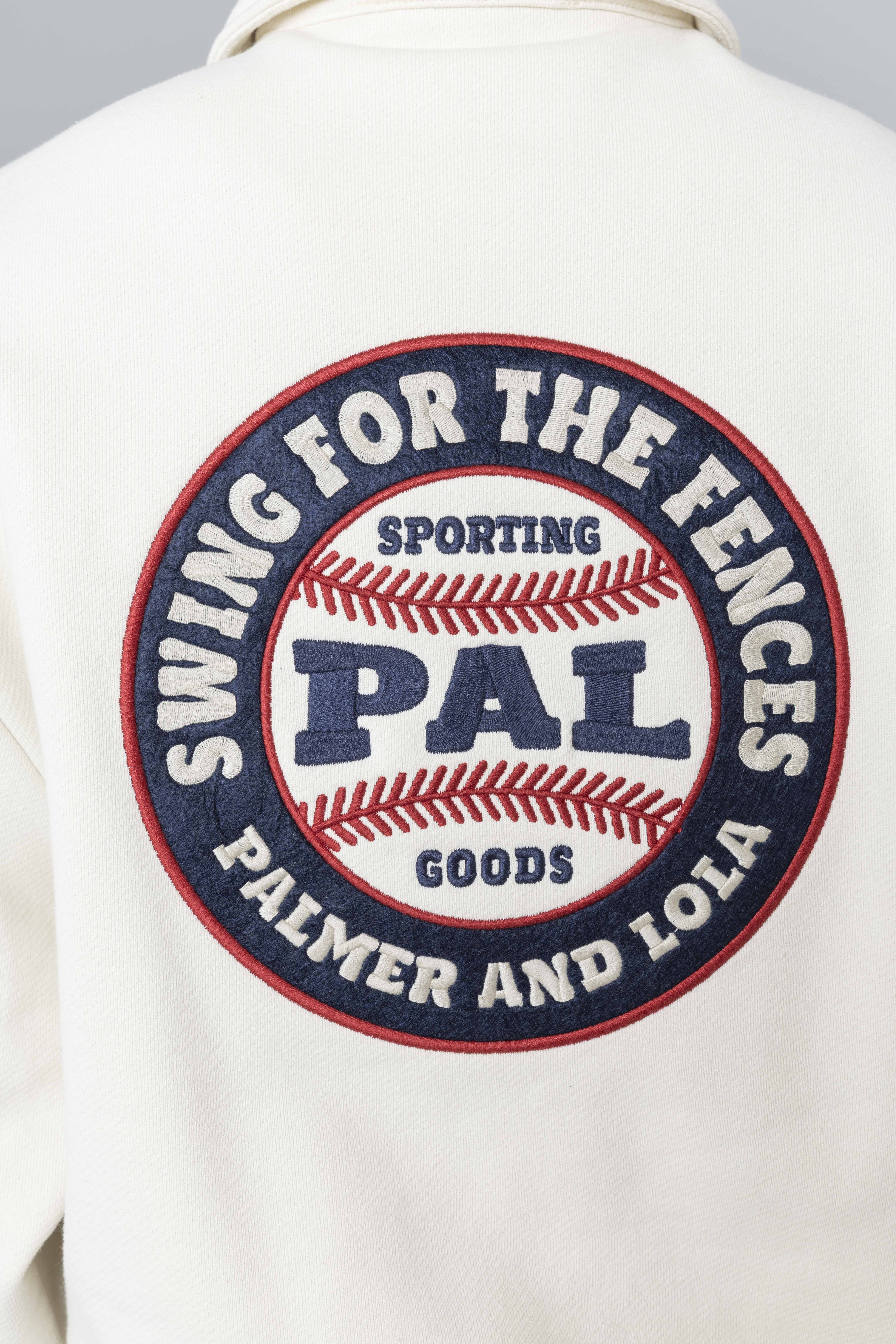 PALSportingGoodsSwingForTheFencesHalfZipMarshmallowEmbroidery